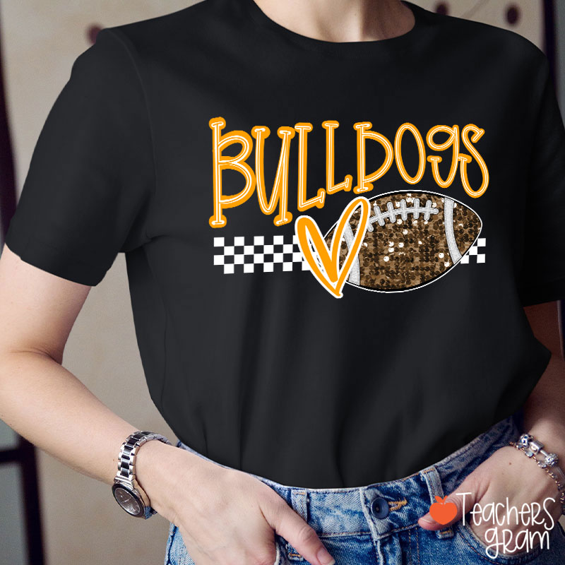 Personalized Mascot And Sport Checkered Love Heart Teacher T-Shirt