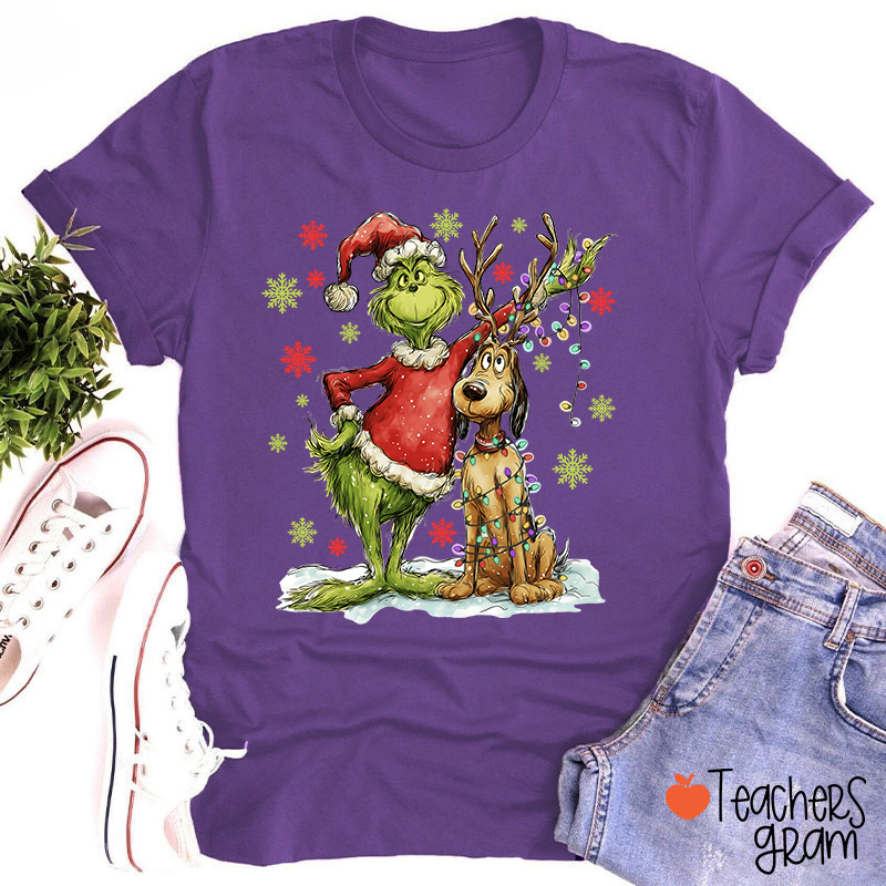 Green Guy And Dog Teacher T-Shirt