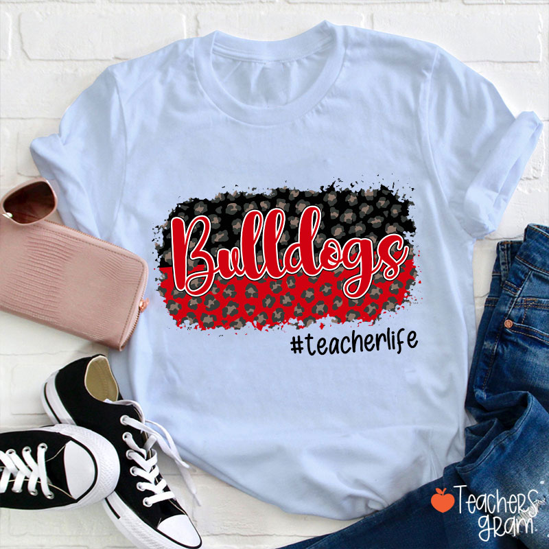 Personalized School Mascot And Hashtag Colorful Leopard Teacher T-Shirt