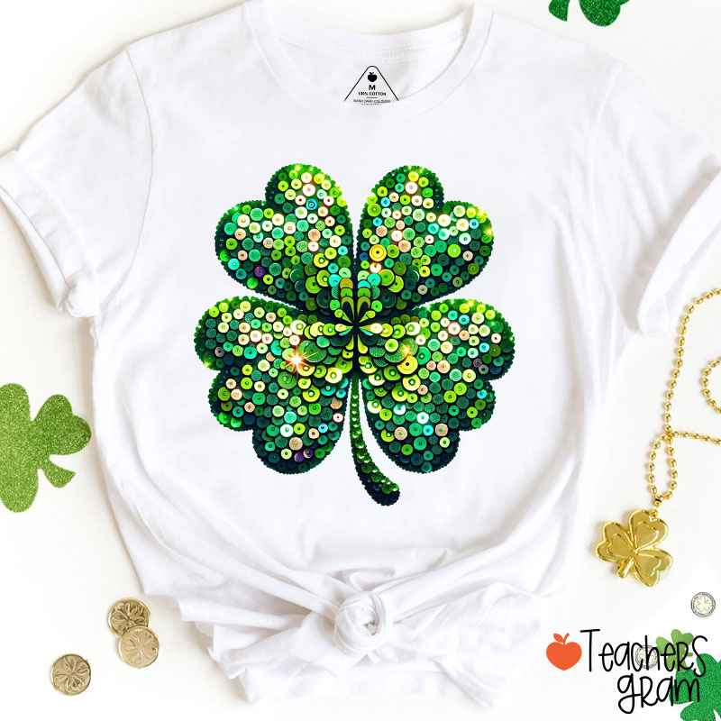 Shamrock Watercolor St Patrick Teacher T-Shirt
