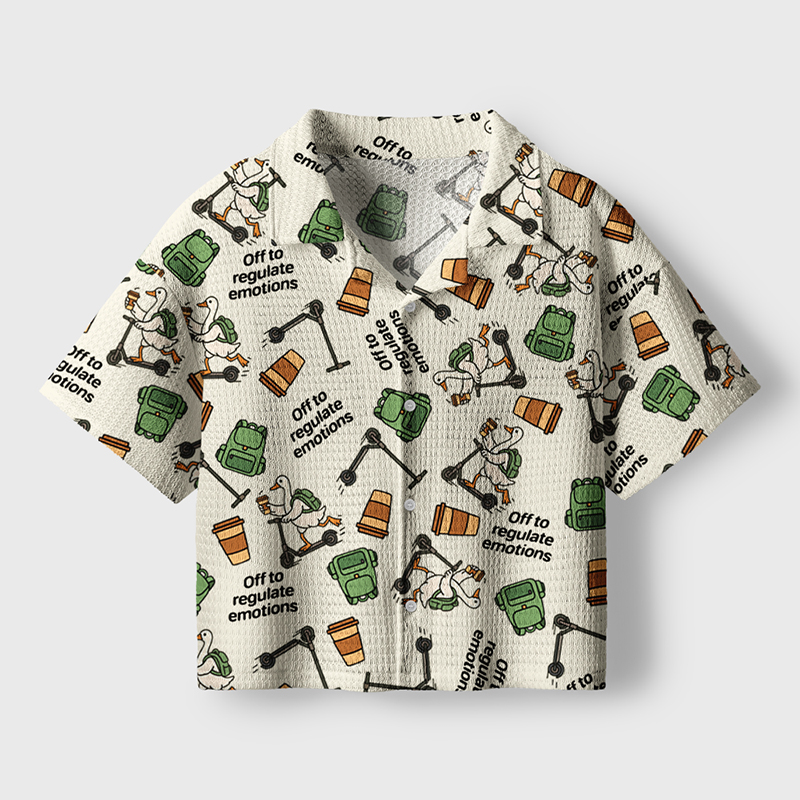 Off To Regulate Emotions Teacher Crochet Crop Camp Shirt