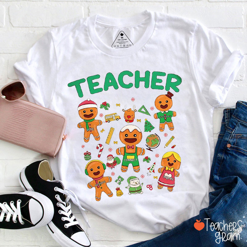 Gingerbread Teacher Christmas T-Shirt