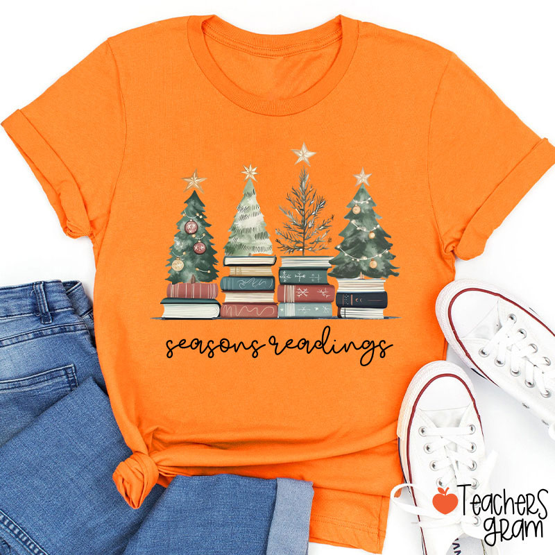 Bookish Christmas Seasons Readings Teacher T-Shirt