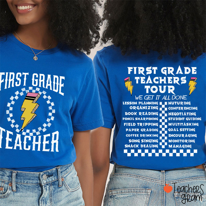 Personalized Grade Teachers Tour Teacher Two Sided T-Shirt