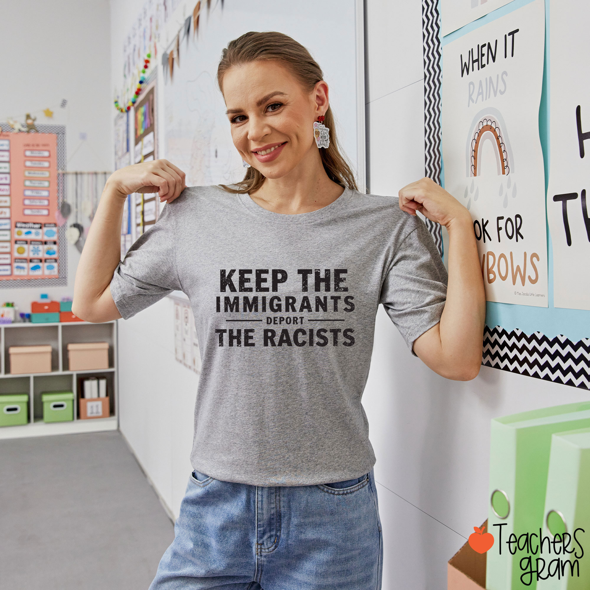 Keep The Immigrants Deport The Racists Teacher T-Shirt