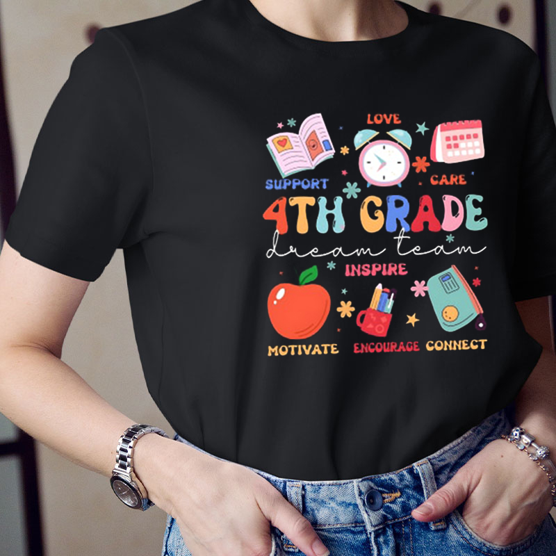 Personalized Grade Inspire Love Blessed Support Care Kind Teacher T-Shirt