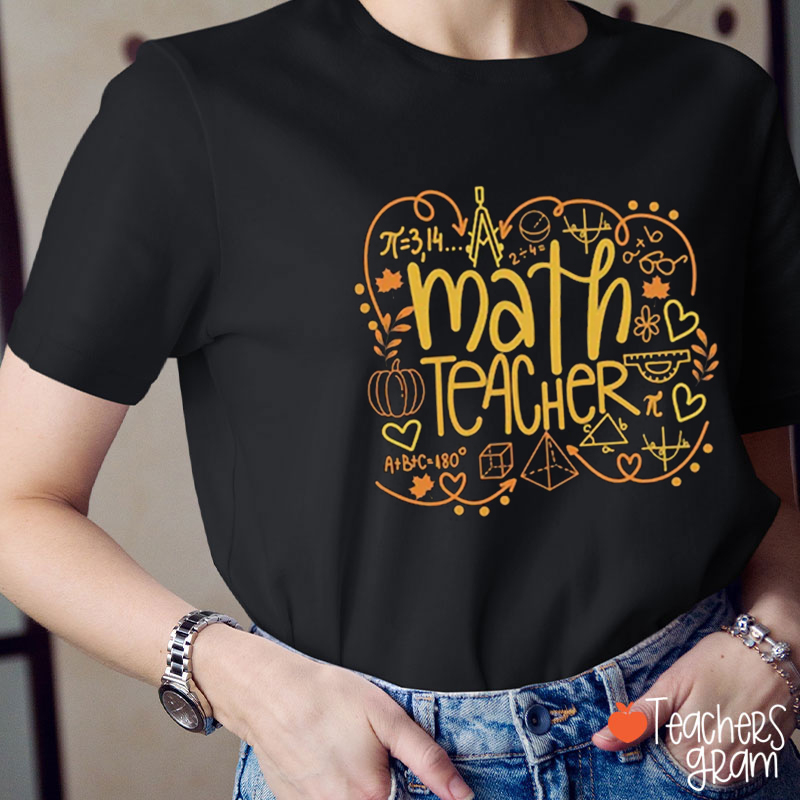 Fall Pumpkins Math Teacher T-Shirt