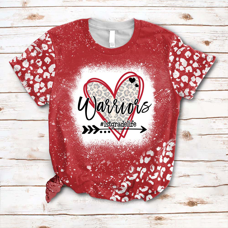 Personalized Love Heart Leopard Teacherlife Teacher Printed T-Shirt