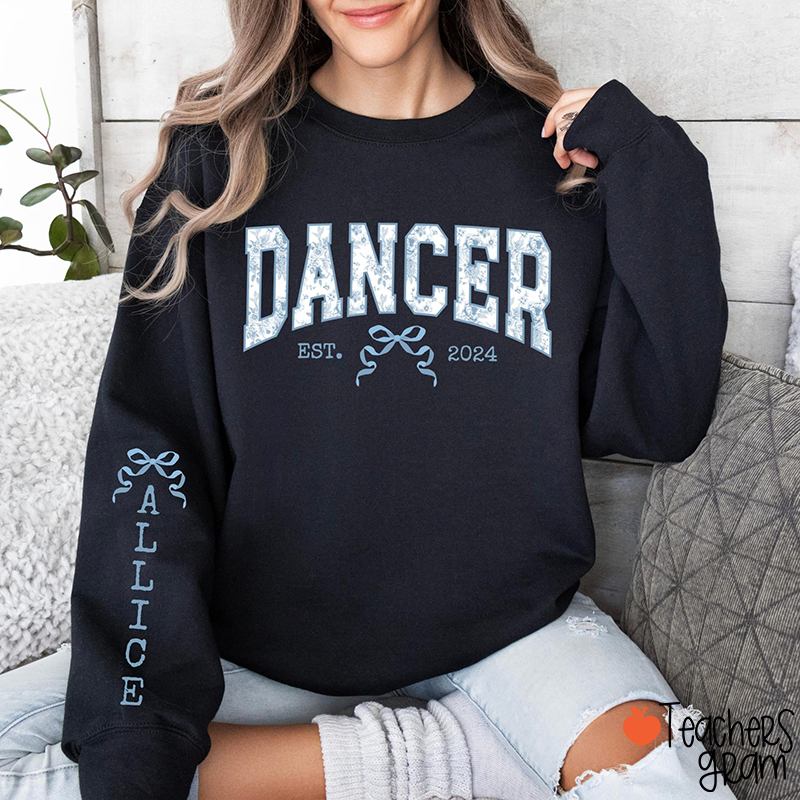 Personalized Chinoiserie Dancer Teacher Sleeve Print Sweatshirt