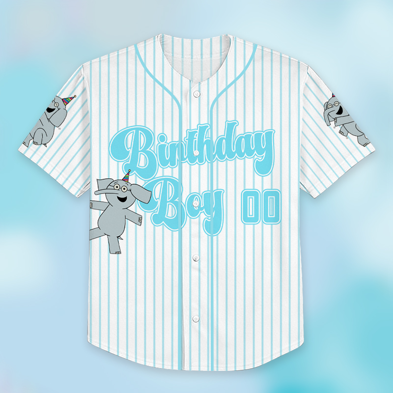 Personalized Elephant Birthday Girl Or Boy Class Baseball Jersey