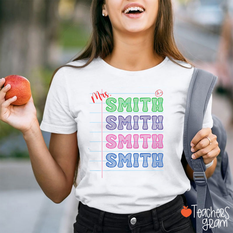Personalized Name Notebook Repeat Teacher T-Shirt