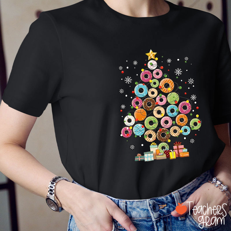 Donut Christmas Tree Teacher T-Shirt