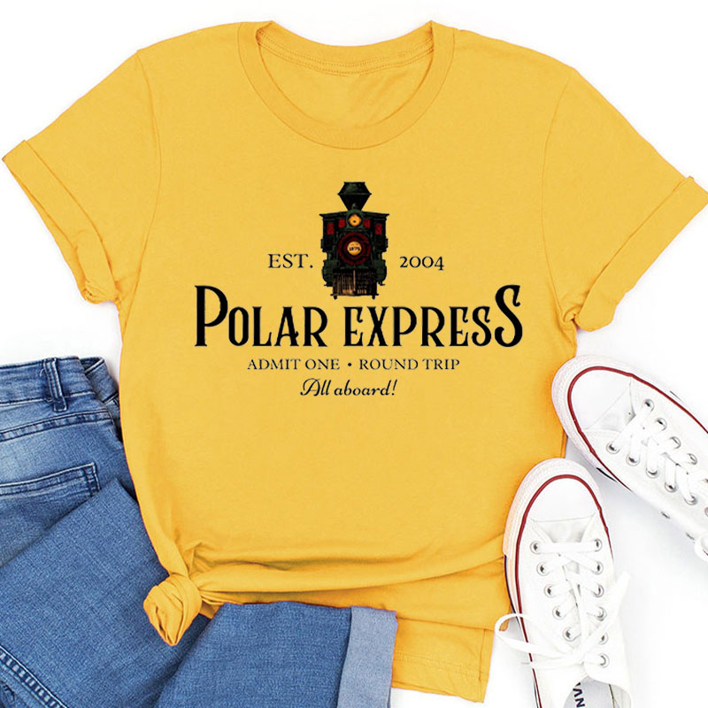 Polar Express Admit One Round Trip All Aboard Teacher T-Shirt