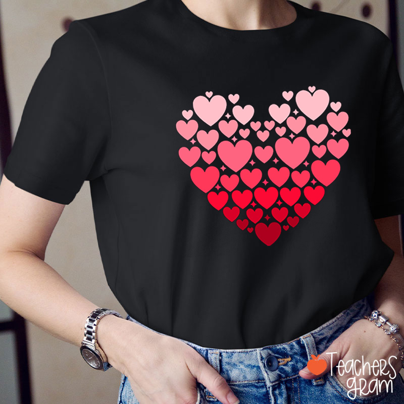 Full Of Love Gradient Pink Teacher T-Shirt
