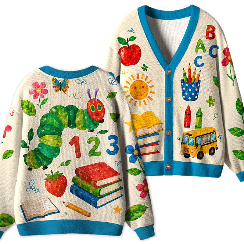 Caterpillar Childrens Book Teacher Ugly Cardigan Sweaters