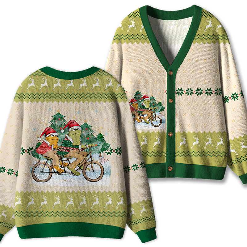 Frog's Christmas Trip Teacher Ugly Cardigan Sweaters