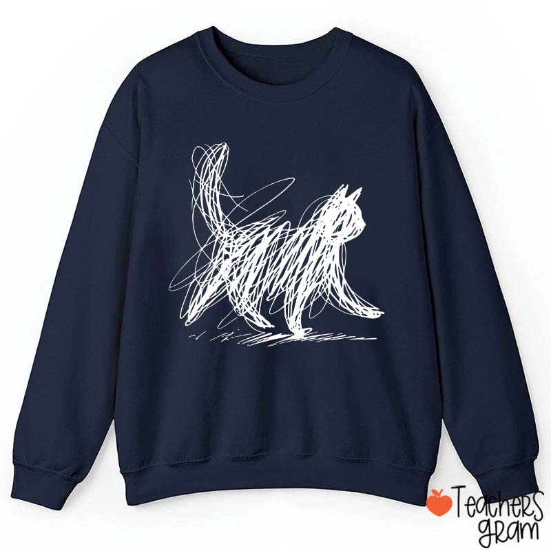 Vintage Cat Line Teacher Sweatshirt