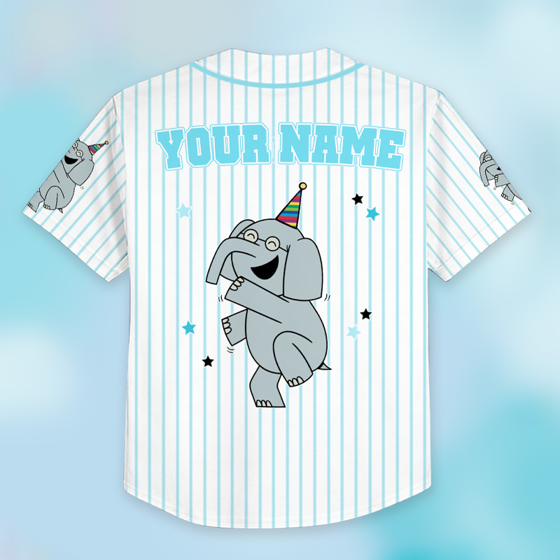 Personalized Elephant Birthday Girl Or Boy Class Baseball Jersey