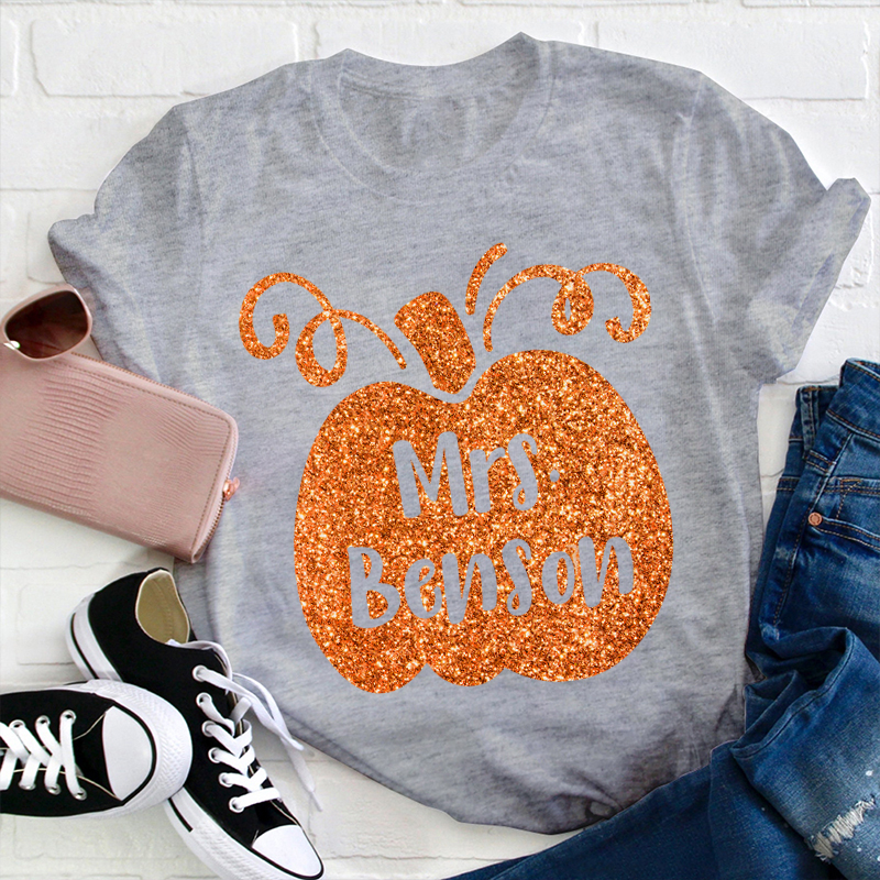 Personalized Halloween Pumpkins Teacher T-Shirt