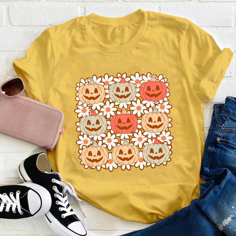 Daisy Pumpkin Teacher T-Shirt