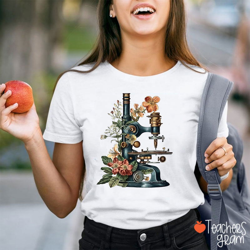 Flowers Microscope Teacher T-Shirt