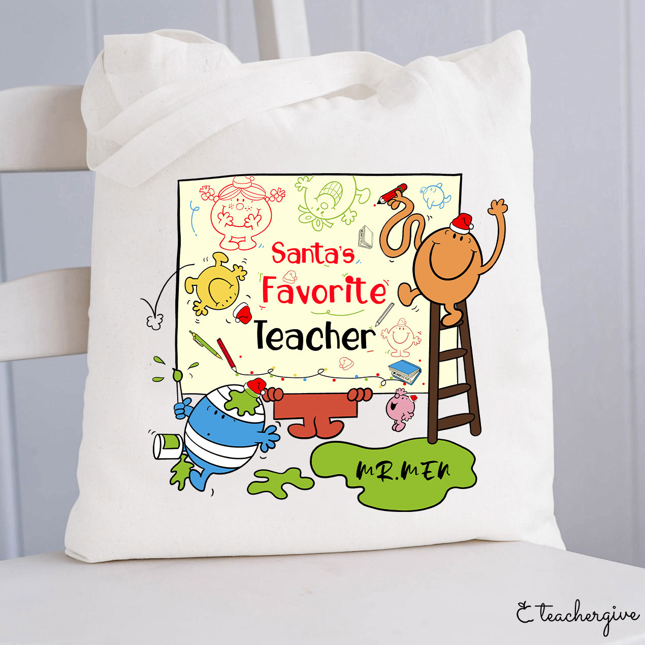 Personalized Santa's Favorite Teacher Tote Bag