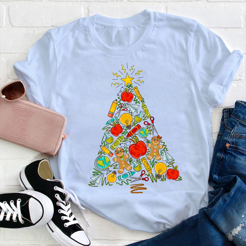 School Christmas Trees Teacher T-Shirt