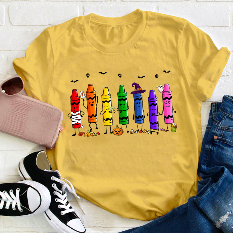 Mood Crayons Halloween Teacher T-Shirt