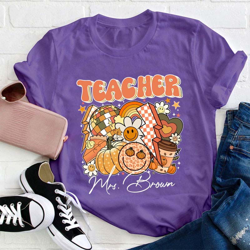 Personalized Name Fall Teacher Life Teacher T-Shirt