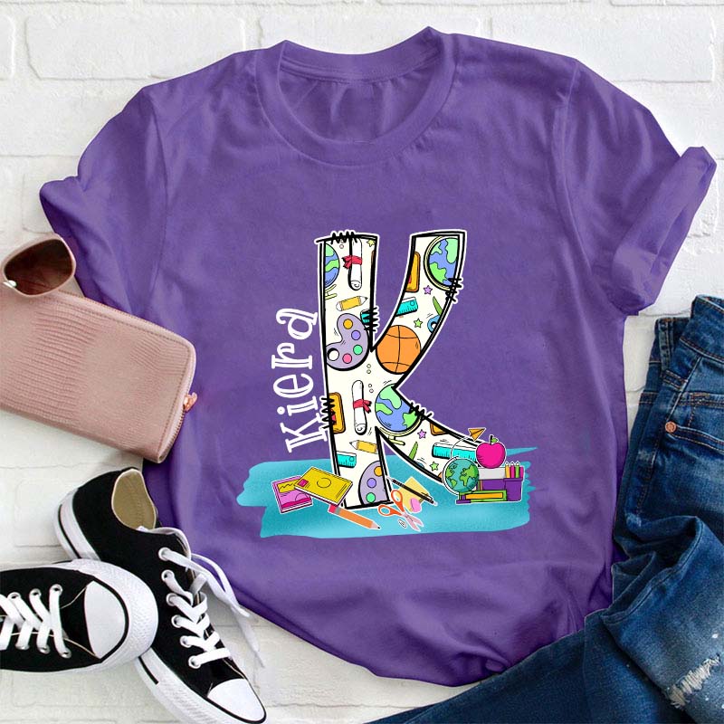 Personalized Large Collection Of Stationery Supplies Teacher T-Shirt