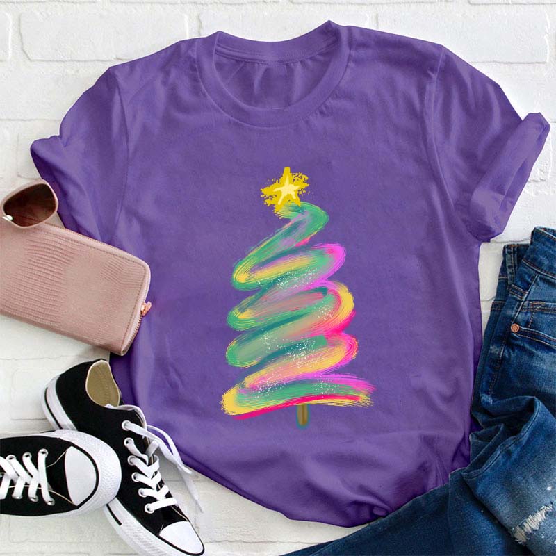 Colorful Graffiti Christmas Tree Teacher T-Shirt