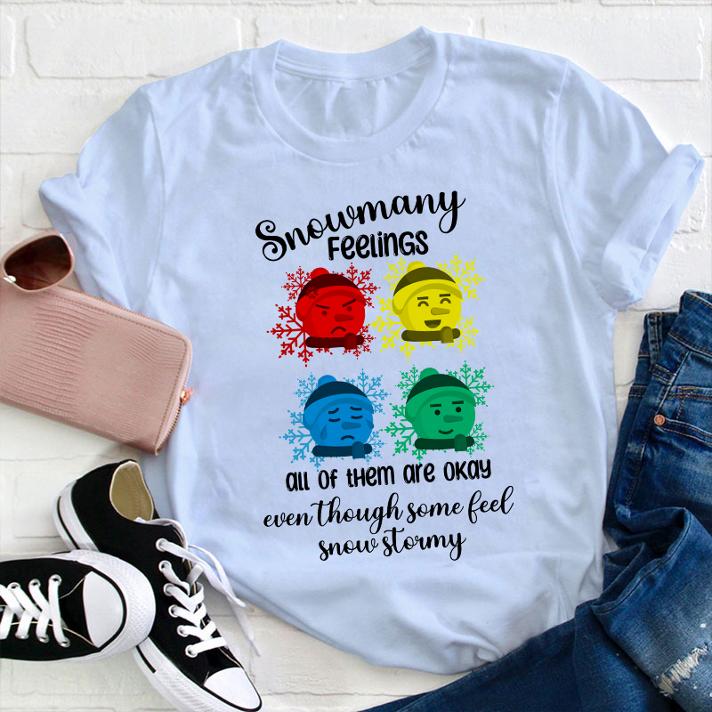 Snowmany Feelings All Of Them Are Okay Teacher T-Shirt