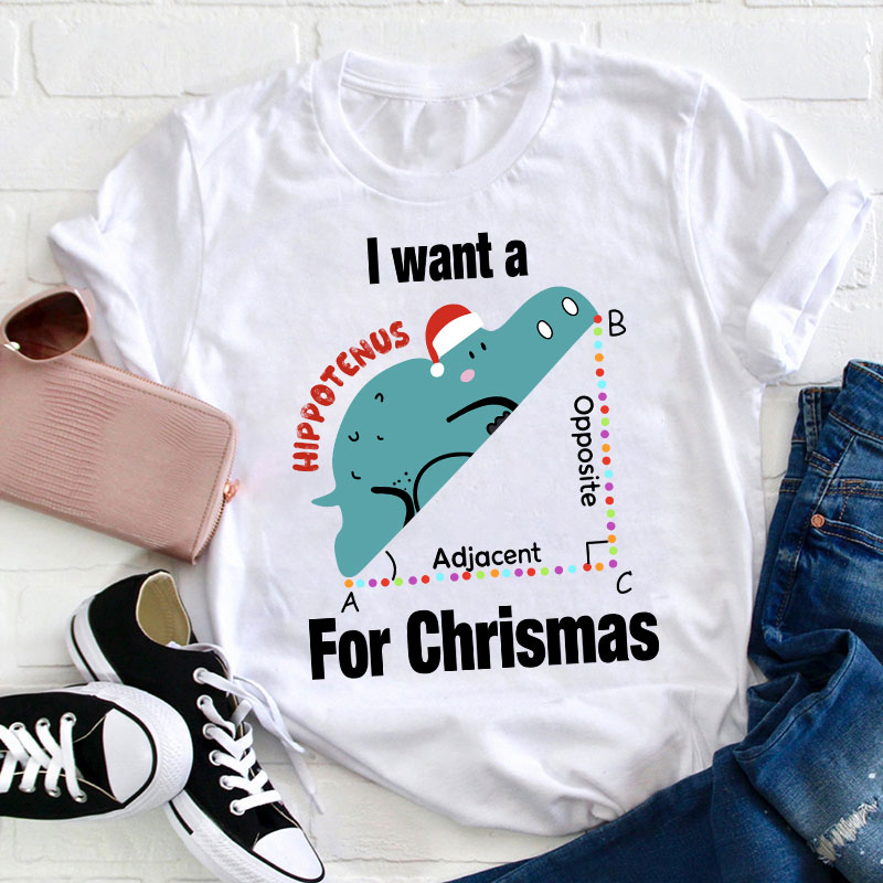 I Want A Hippotenus For Christmas Teacher T-Shirt