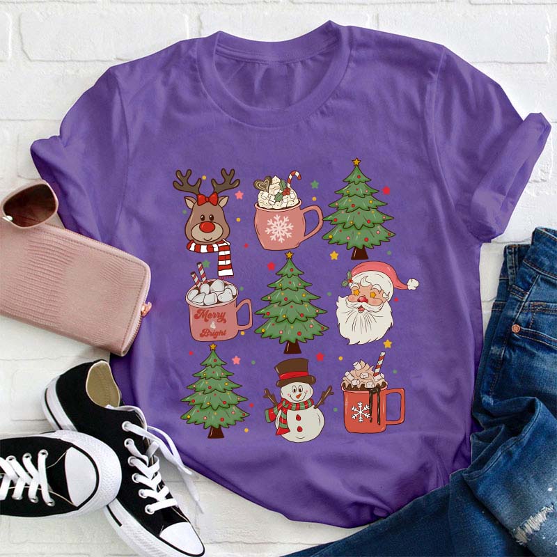 Cute Christmas Elements Teacher T-Shirt