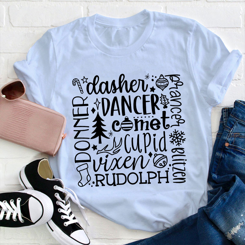 Dancer Cupid Rudolph Teacher T-Shirt