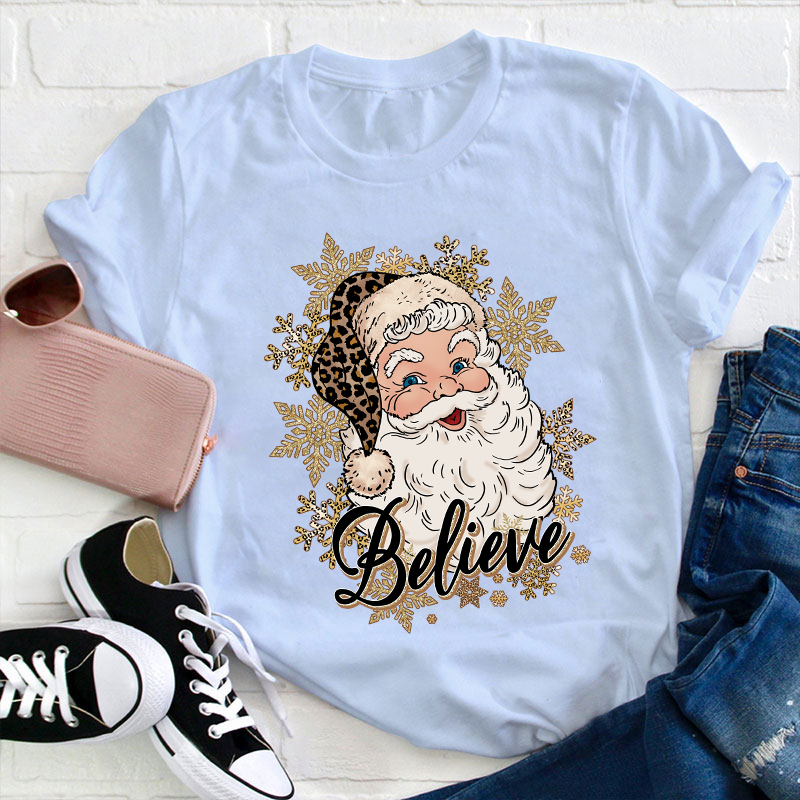 Ho Ho Ho Believe Christmas Teacher T-Shirt