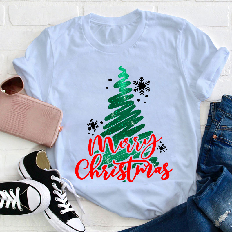 Sparkling Christmas Tree Teacher T-Shirt