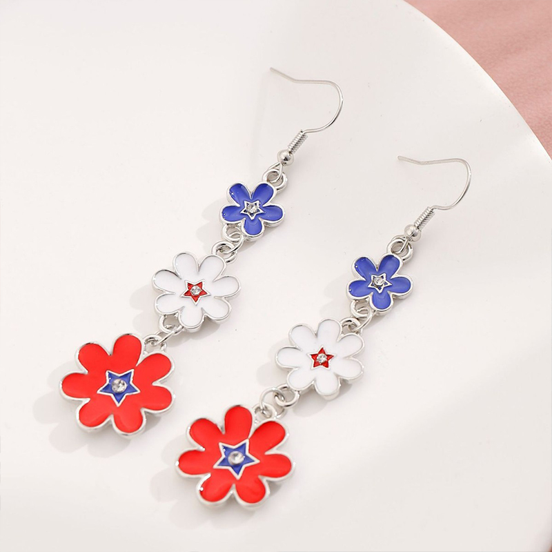 Independence Day Flower Teacher Metal Earrings