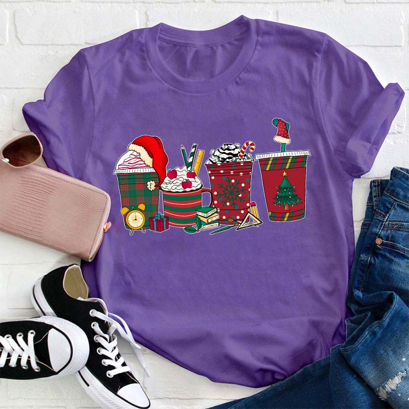 Cute Christmas Coffee Teacher T-Shirt