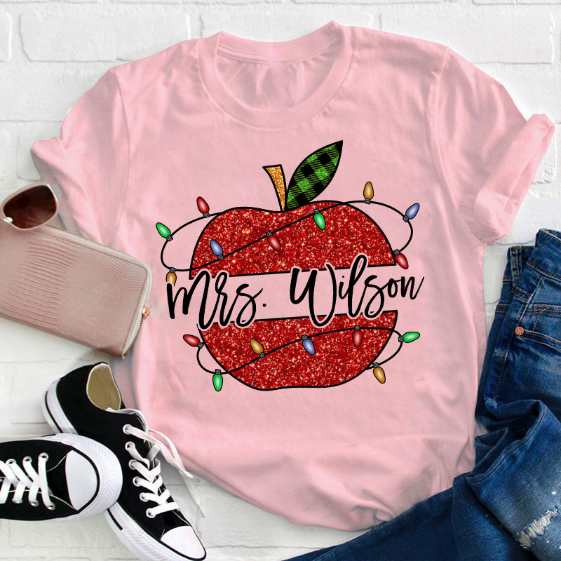 Personalized Shining Apple Teacher T-Shirt