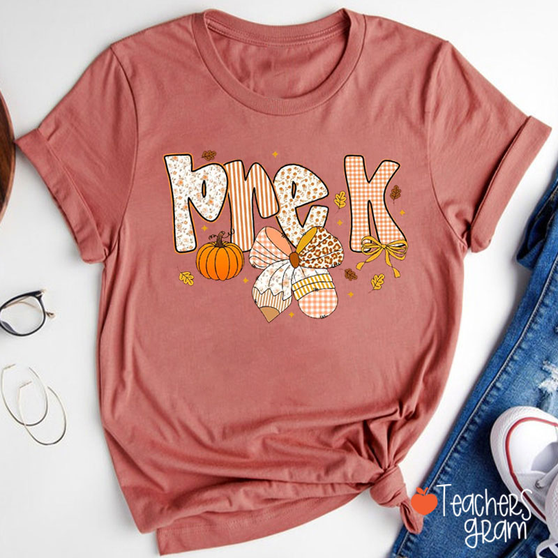 Personalized Grade Fall Vibes Teacher T-Shirt