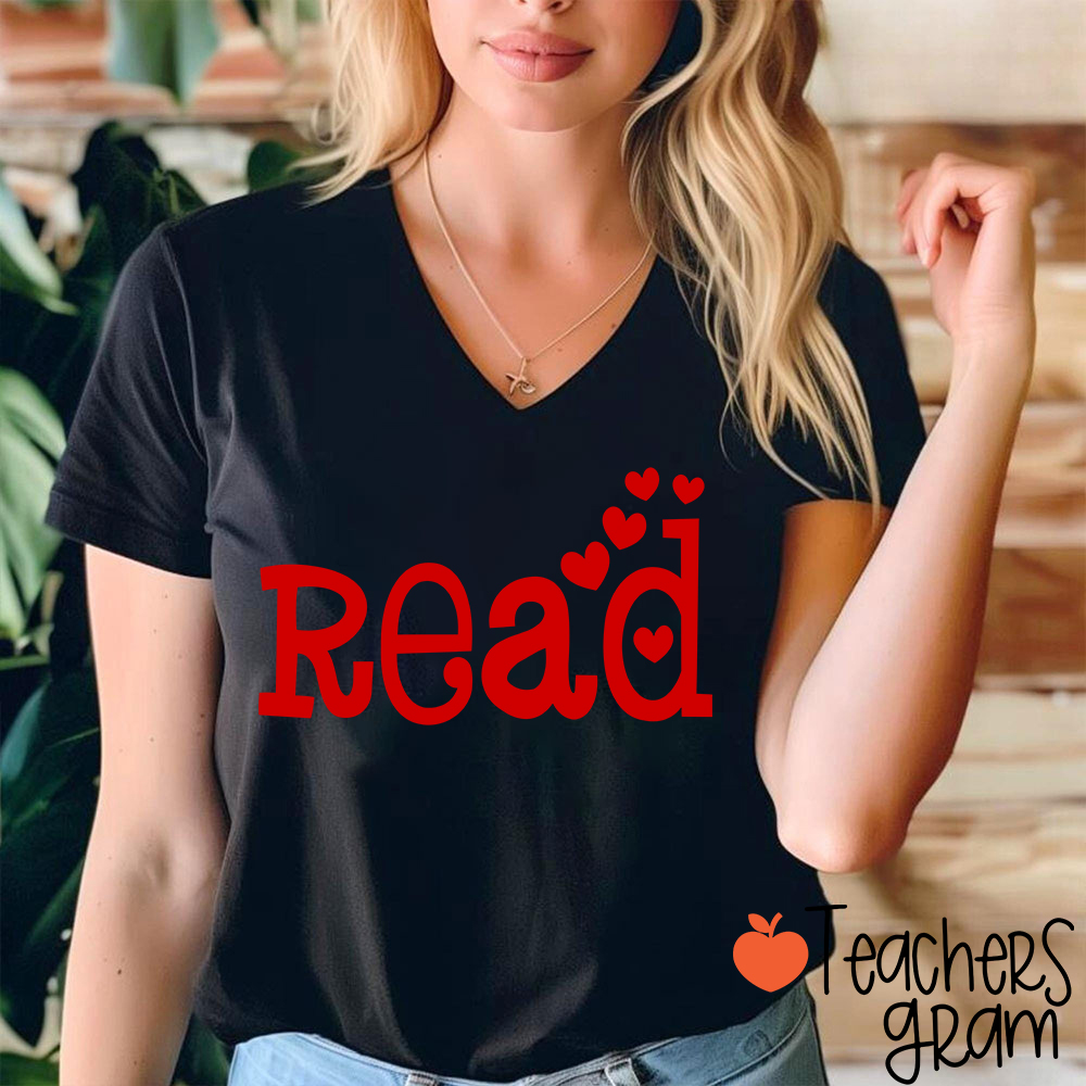 Read Teacher Female V-Neck T-Shirt