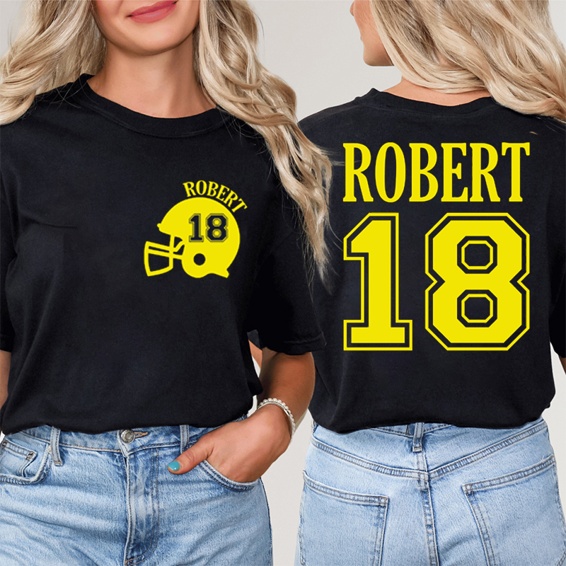 Personalized Name And Number Game Day Teacher Two Sided T-Shirt