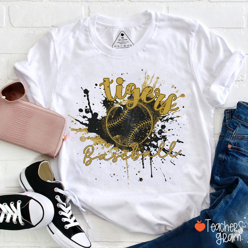 Personalized Mascot And Sport Splash Pattern Game Day Teacher T-Shirt