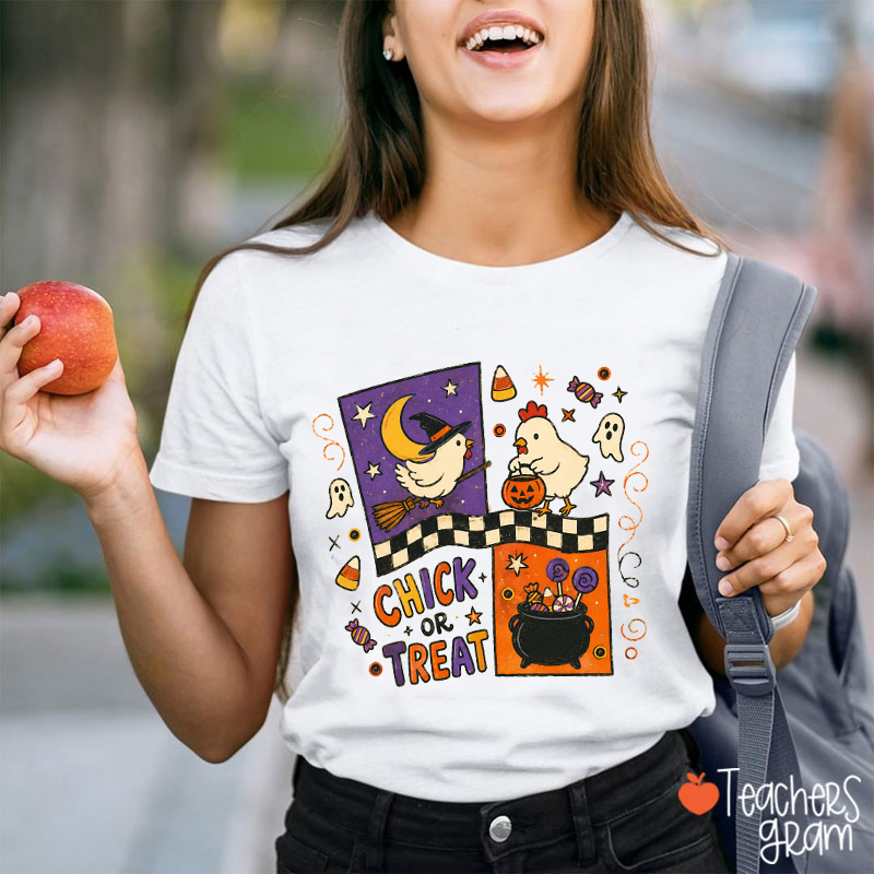 Chick Or Treat Cute Chicken Halloween Teacher T-Shirt