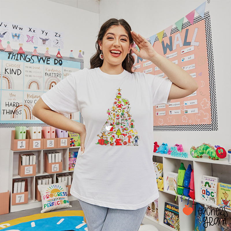 Comfort Colors Green Guy Christmas Tree Teacher T-Shirt