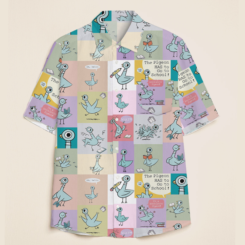 The Pigeon Has To Go To School Teacher Short Sleeve Shirt