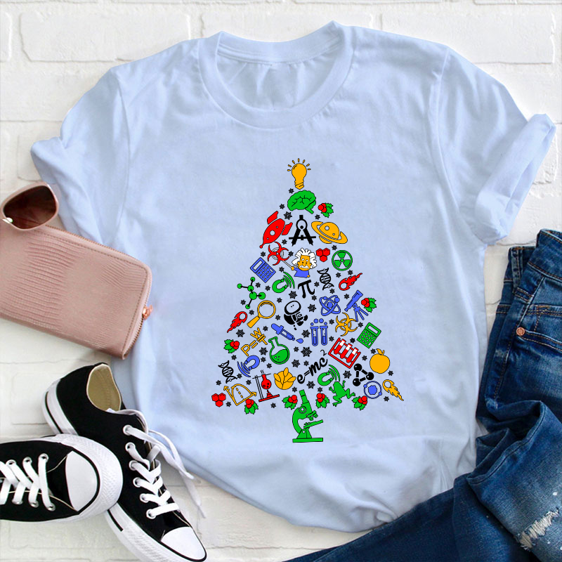 Physics And Chemistry Christmas Tree Teacher T-Shirt