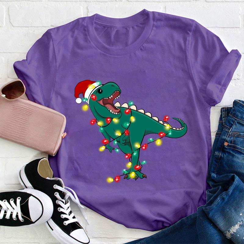 Cute Dino Christmas Teacher T-Shirt