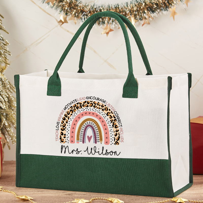 Personalized Name Teach Inspire Lead Teacher Cotton Tote Bag